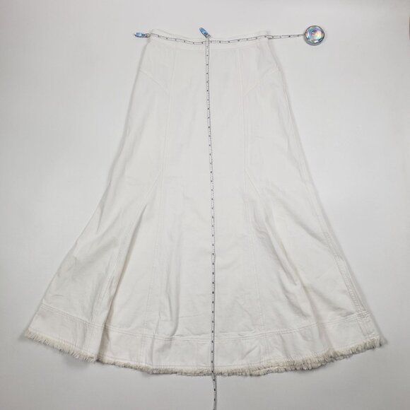 Madewell Fluted Midi Skirt Women’s 25 Tile White Cotton Denim Raw Hem Flared NWT - Picture 6 of 16